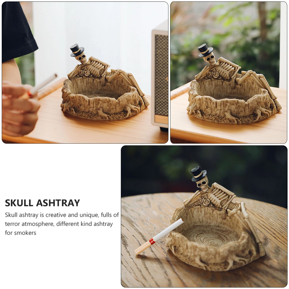 1pc Creative Resin Skull Ashtray Retro Decorative Cigarette Ashtray for Home