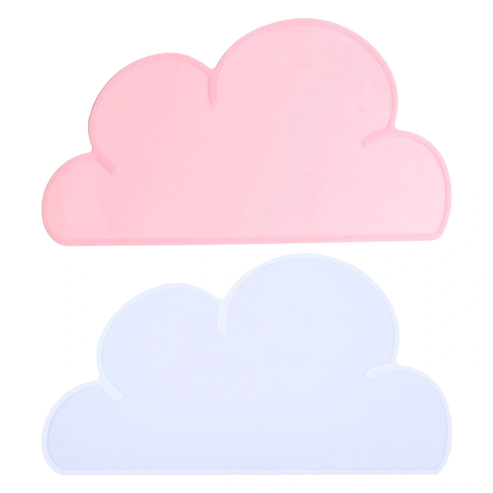 2 Pcs Children Cloud Shaped Coasters Heat-insulation Silicone Pot Mat Bowl Mat Plate Pad Placemats Pet Dining Mat (White + Pink)