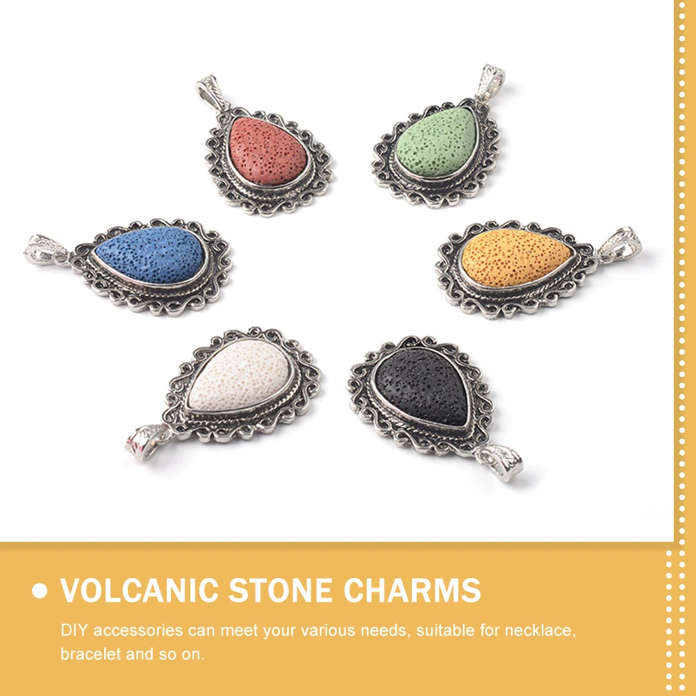 Diy Lava Stone Charm Jewelry Lava Stone Charm Jewelry Pendant Metal Frame Lava Stone Charm