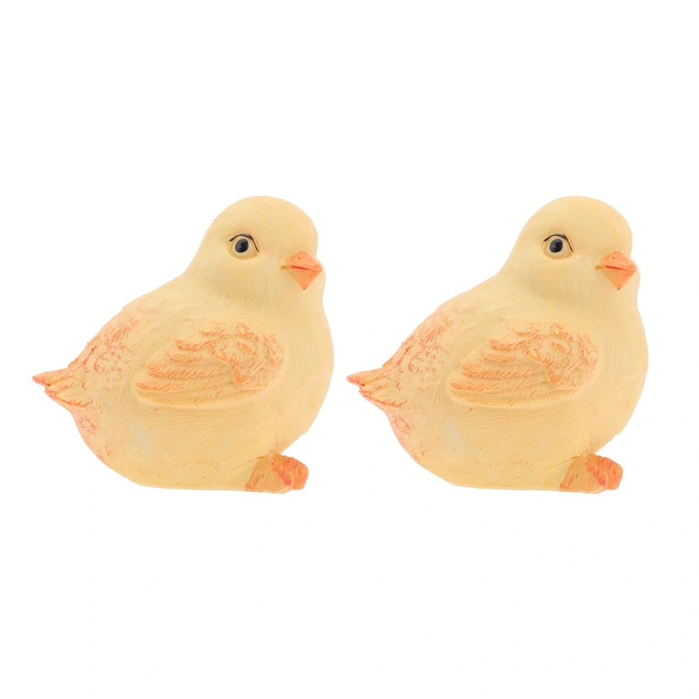 2Pcs Resin Chicken Ornaments Garden Easter Decor Micro Landscaping Ornaments