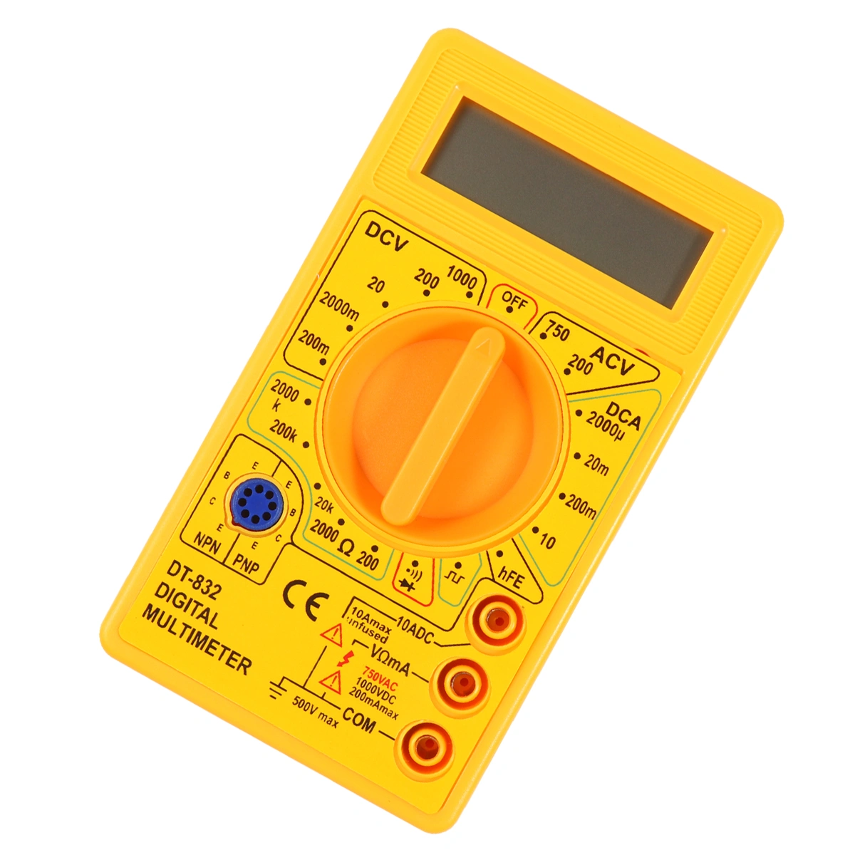 Multimeter DT-832B Digital Multimeter Volt Ohm Meter Ammeter Digital Test Tool Multi Tester Meter (Yellow)