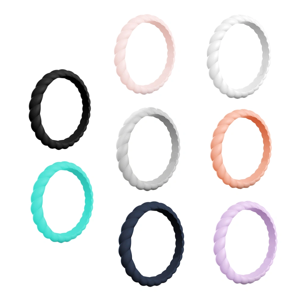 8pcs Silicone Ring Stackble Ring Wedding Bands Ring Knuckle Ring Couple Ring