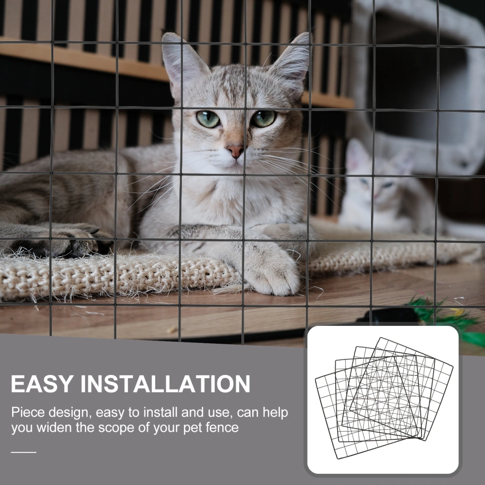 4pcs Assemble Dog Cage Playpen Sheets Pet Playpen Iron Fence Nets (Black)