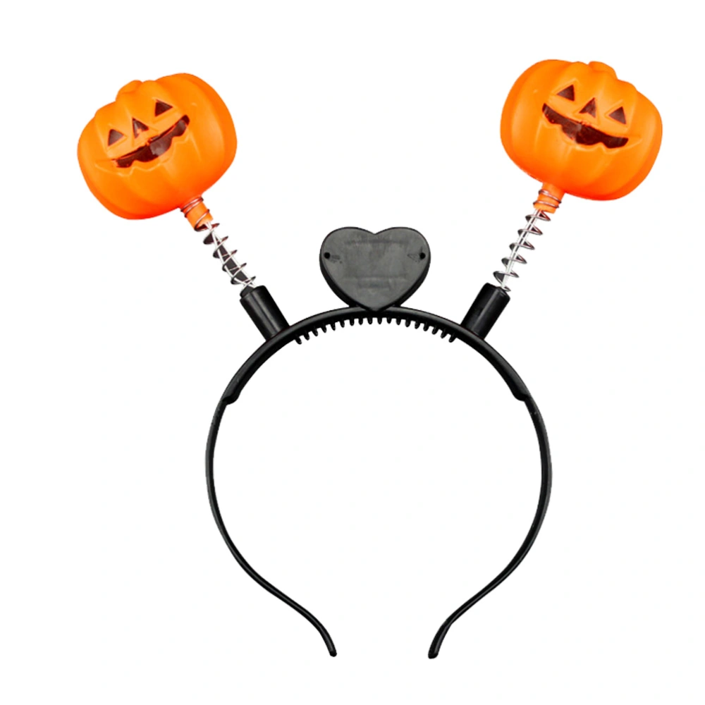 Halloween Costume Luminous LED Pumpkin Headband Headdress Light-Up Hair Headpiece (Random Style of Battery Box)