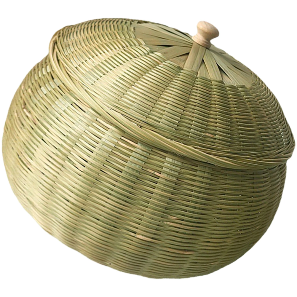 Bamboo Woven Basket Round Storage Basket Desktop Multifunctional Organizer