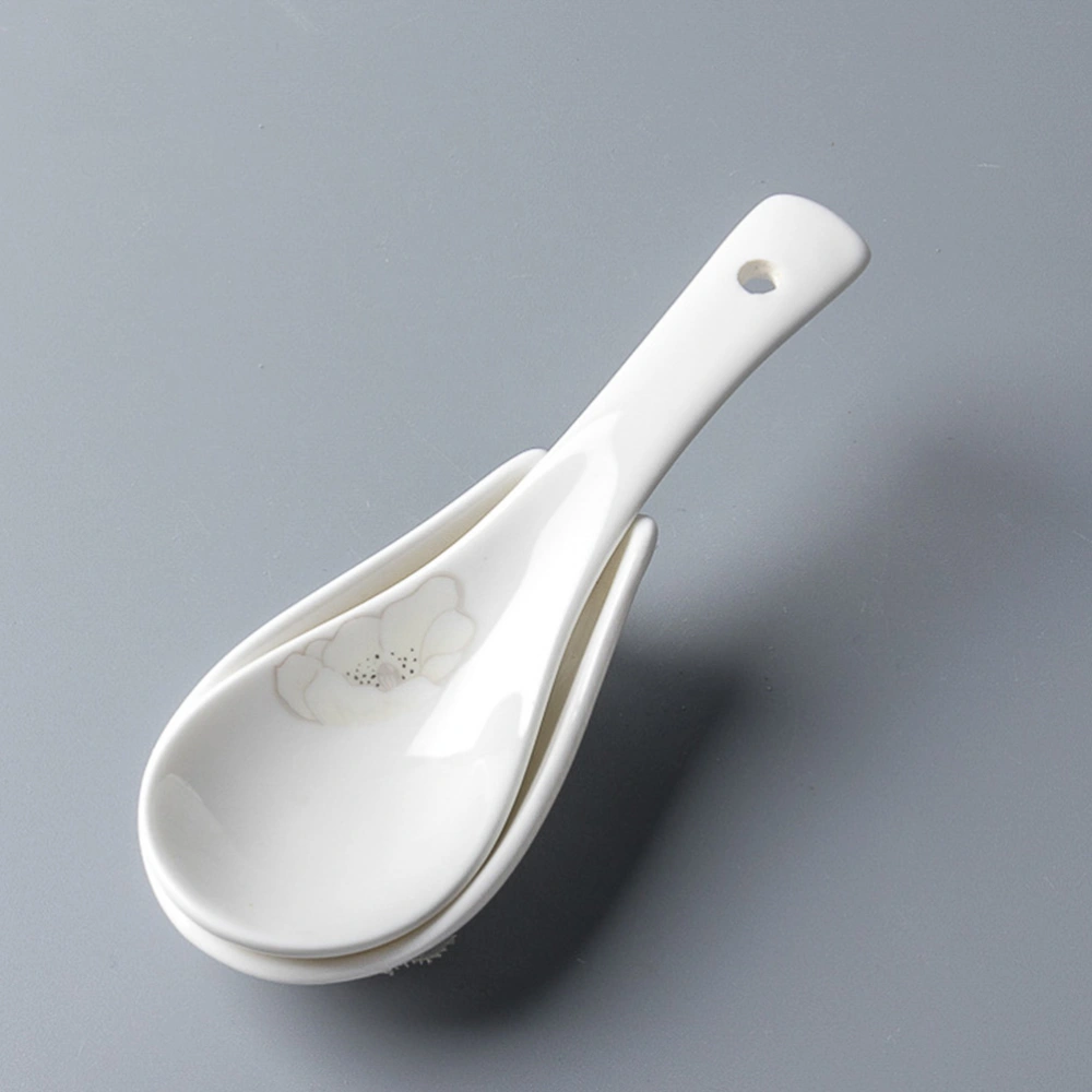 6Pcs Ceramic Spoon Rest Ladle Spoon Holder Practical Utensils Holders (White)