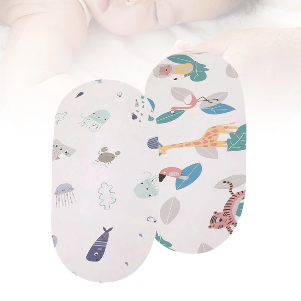 2Pcs Breathable Cotton Crib Mattress Sheet Changing Pad Cover Replacement Baby Bed Sheet for Boys Girls (1pc Marine World Background + 1pc Animal World Background)