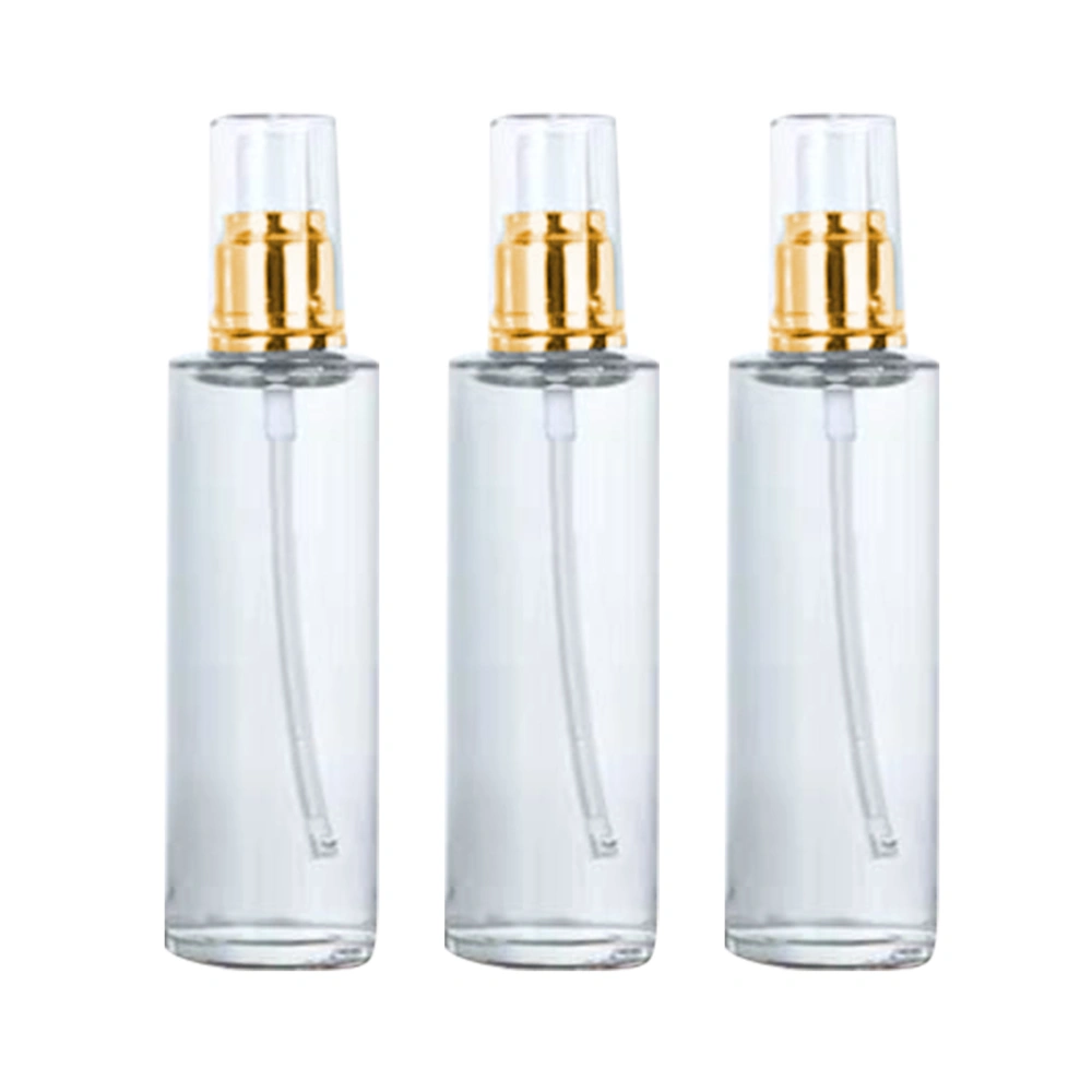 3Pcs Empty Pump Cosmetic Bottles Essential Oil Bottle Empty Bottles Portable Pump Bottle (Golden and White 100ml)