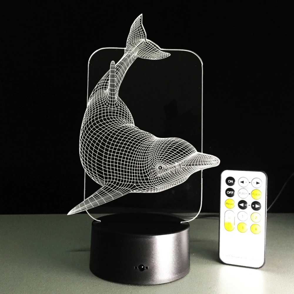 3D Lamp LED Visual Light Effect Touch Switch & Colors Changing Night Light (Dolphin)