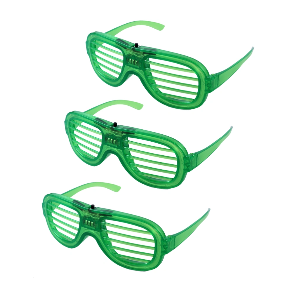 3pcs Fashion Square Shape Flashing Shutter Glasses LED Blinds Glasses Flashing Glasses Glowing Glasses for Party(Green)