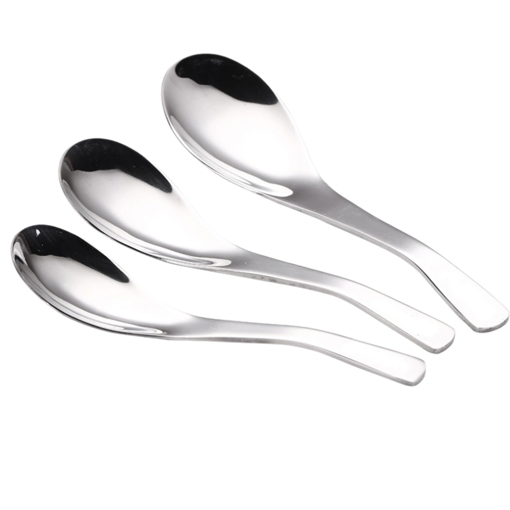 3PCS Stainless Steel Spoon Meal Spoon Children's Soup Spoon Rice Spoon Thickening Spoon Large Medium Small Size Stainless Steel Spoon Set