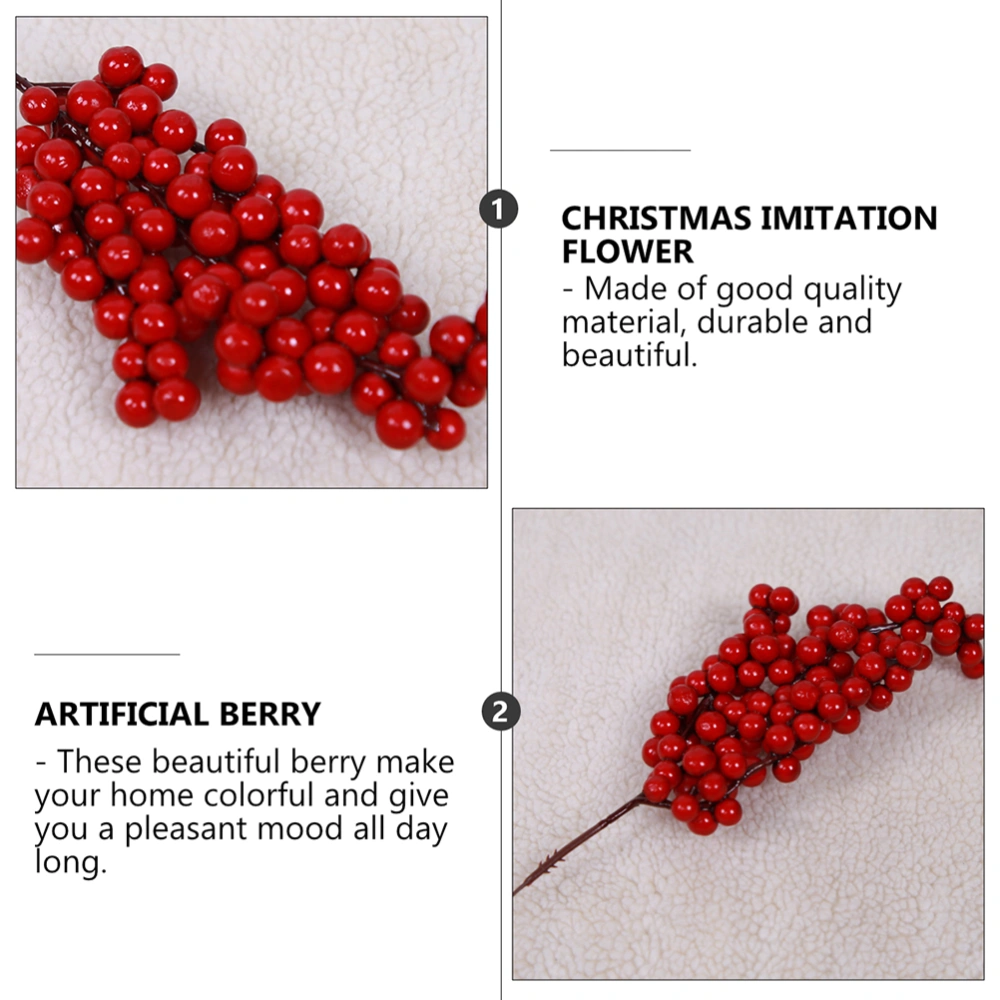 3pcs Christmas Artificial Flower Small Fruit Bouquet Red Imitation Berry (Red)