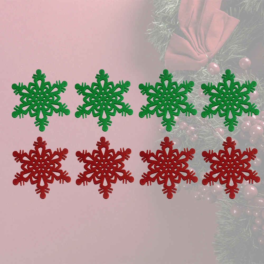 2 Sets / 8Pcs Non-woven Snowflake Shape Coaster Festive Placemat Decorative Mat for Christmas (4Pcs Red in 1 Set,4Pcs Green in 1 Set)