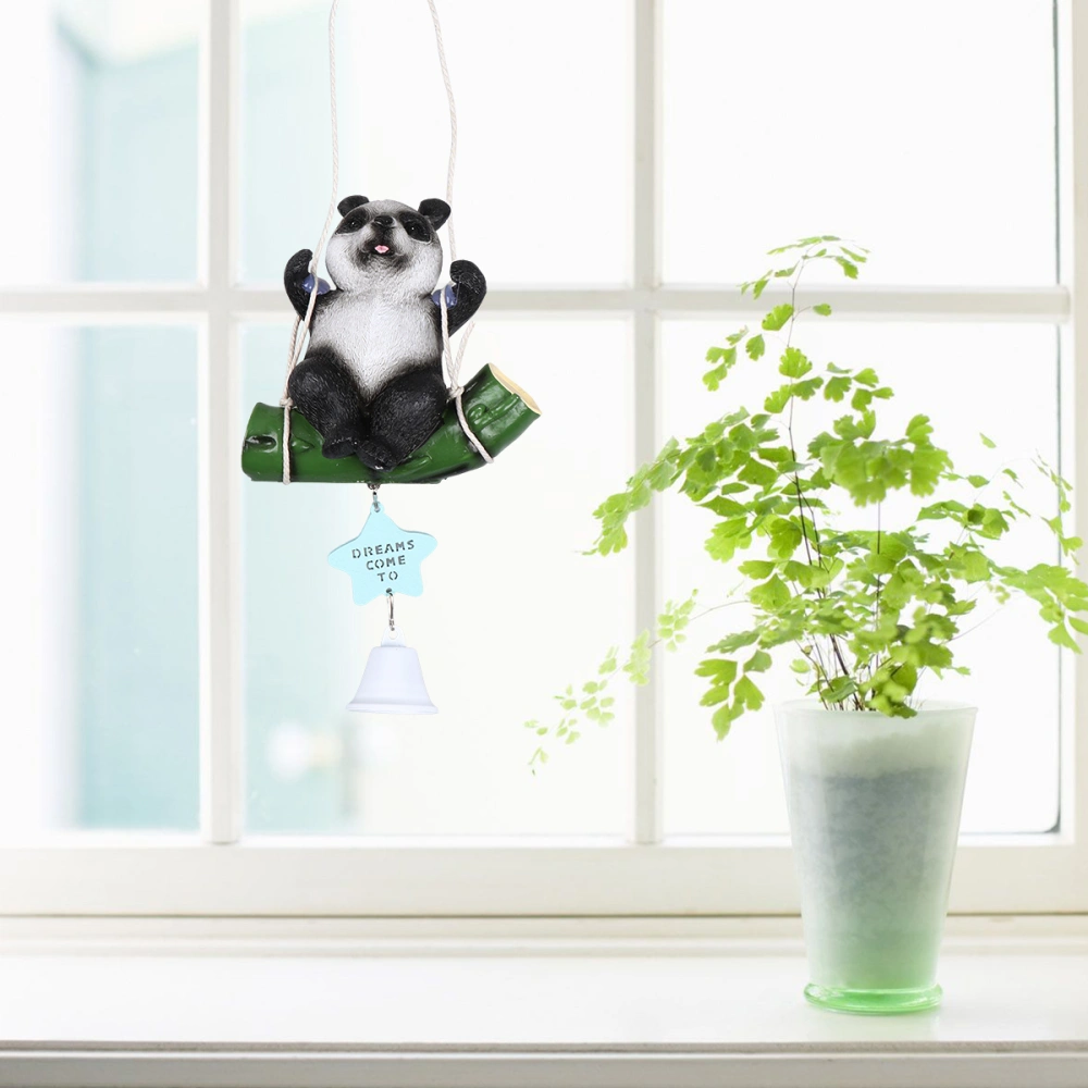 1Pc Adorable Resin Panda Wind Chime Light Creative Hanging Pendant Stylish Hanging Ornament Hanging Decor for Home