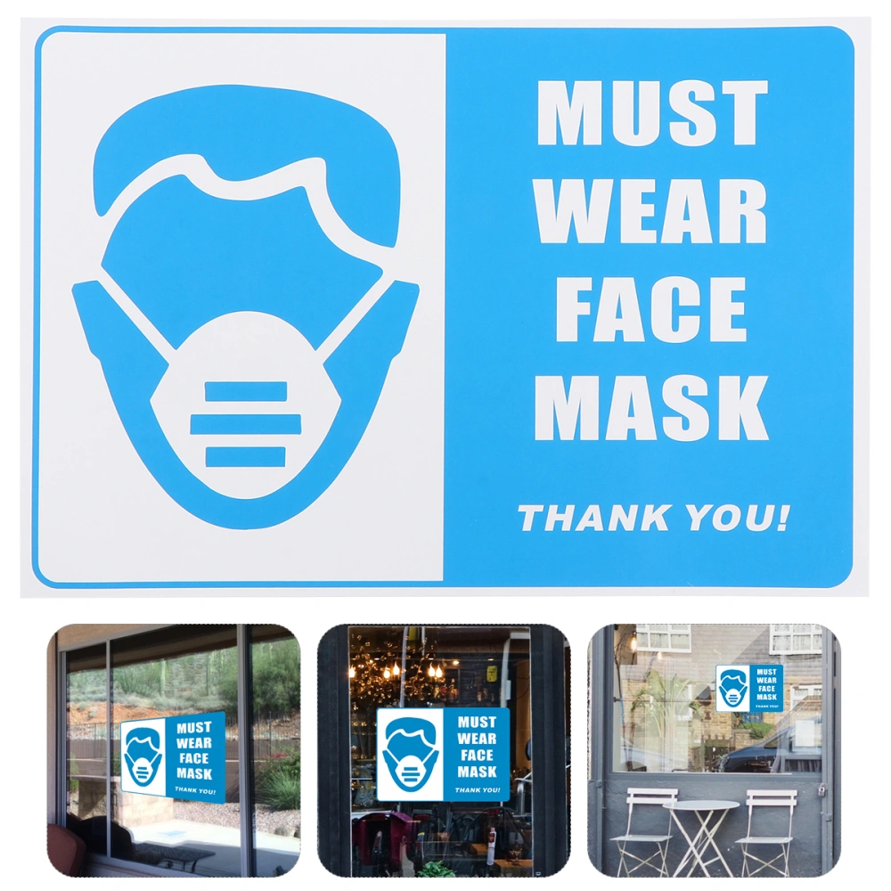 5 Pcs Outdoor Prompt Stickers Must Wear Face Mask Printed Paster Decals