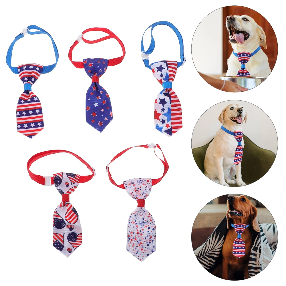 5Pcs Patriotic Dog Tie Independence Day Pet Necktie Adjustable Cat Neckties