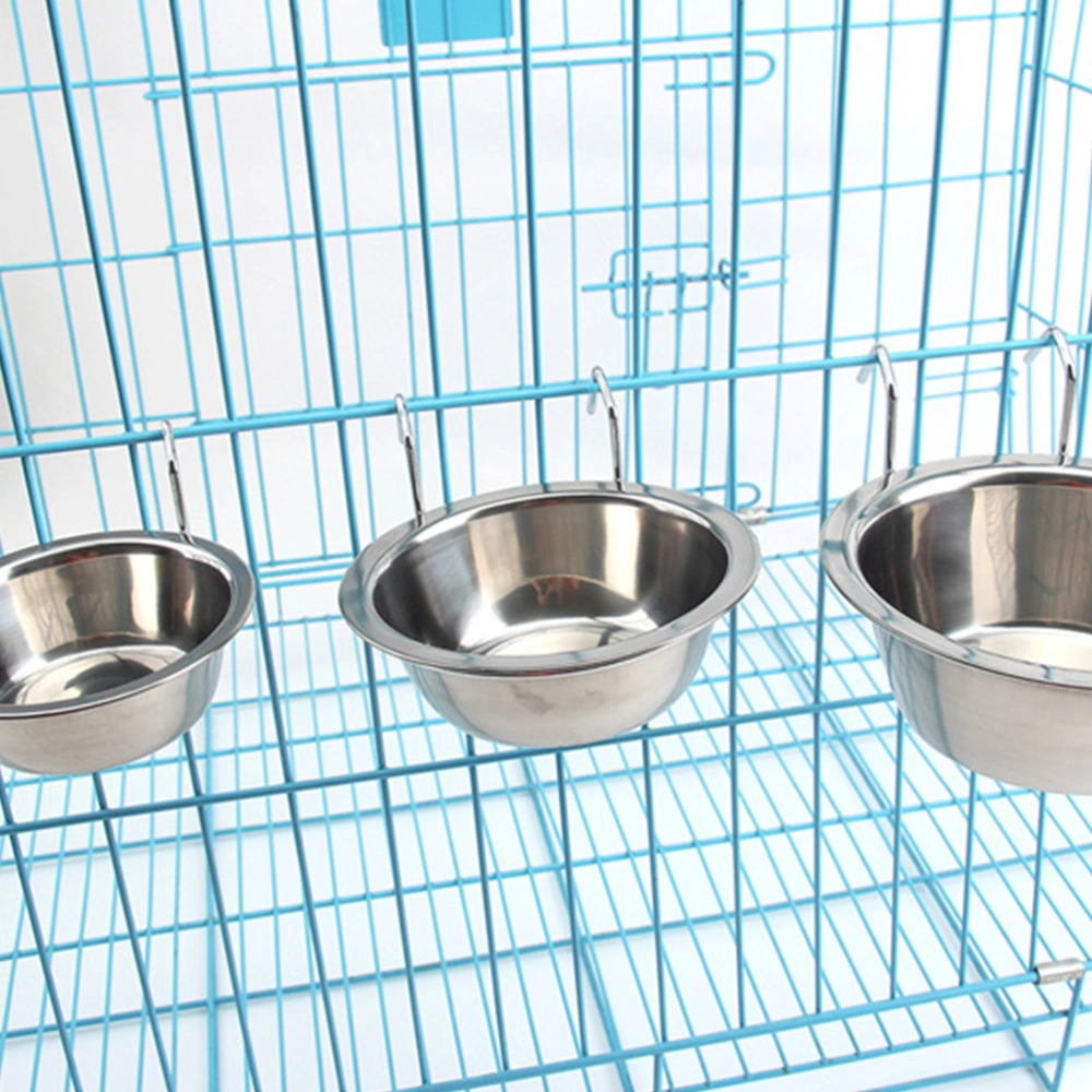 2Pcs Stainless Steel Pet Water Bowl Hanging Puppy Cat Drinking Bowl Dog Bowl Pet Supplies (Size S 11CM) 