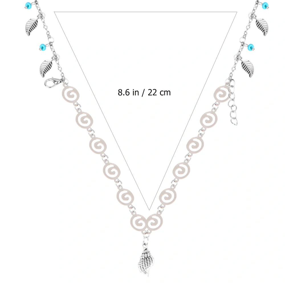 Double Layer Ankle Ethnic Style Beach Beautiful Iron Metal Foot Chain for Woman (Sea Snail Pattern)