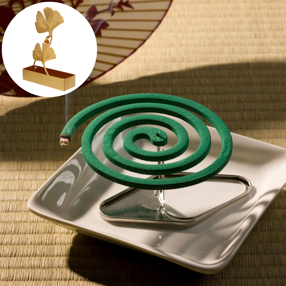 1pc Creative Ginkgo Leaf Mosquito Coil Holder Mosquito Incense Rack (Golden)