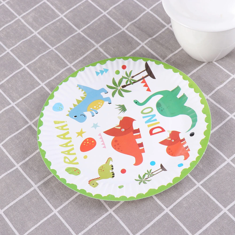 10 Pcs 7 Inch Paper Plates Dinosaur Patterned Disposable Party Trays Wedding Birthday Party Supplies