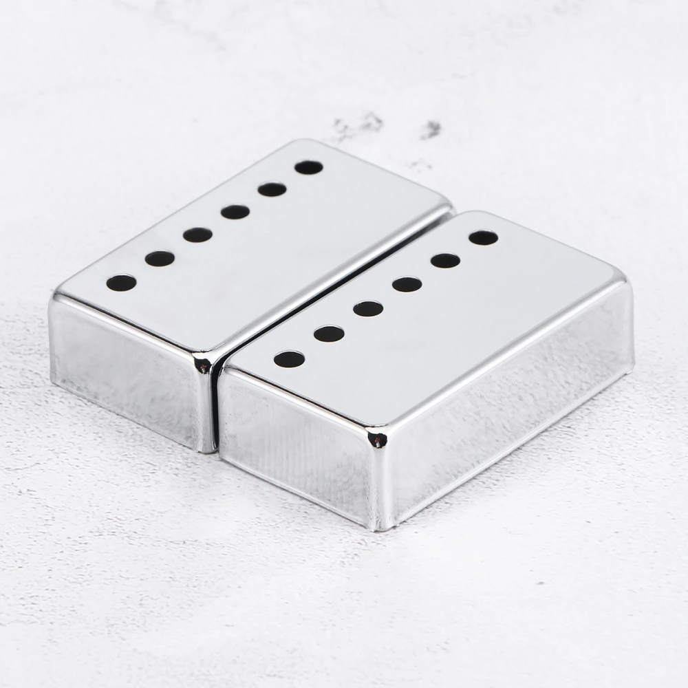 2PCS Metal Double Coil Pickup Cover for LP Style Electric Guitar (Silver)