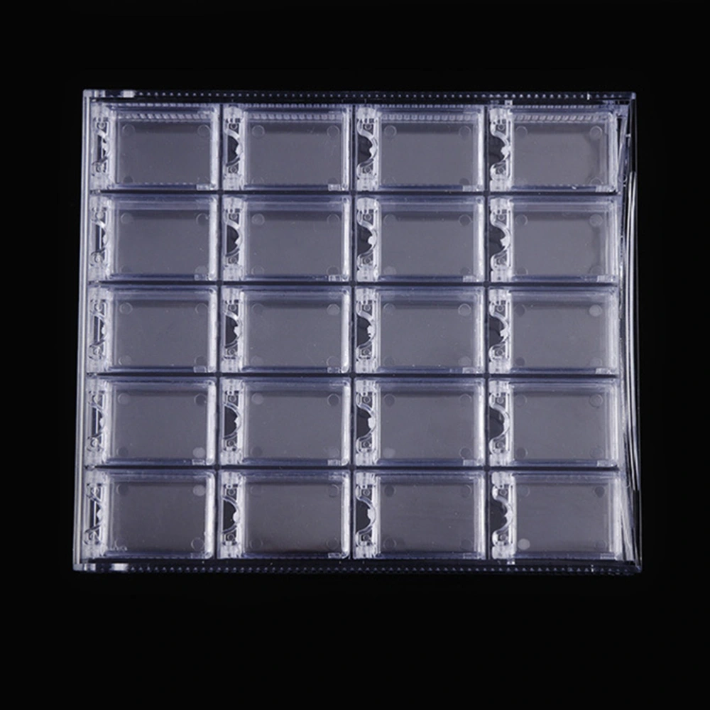 20 Grids Clear Plastic Jewellery Box Organizer Storage Container with Removable Dividers Nail Art Rhinestone Diamonds Beads Earrings Display Case (Transparent)