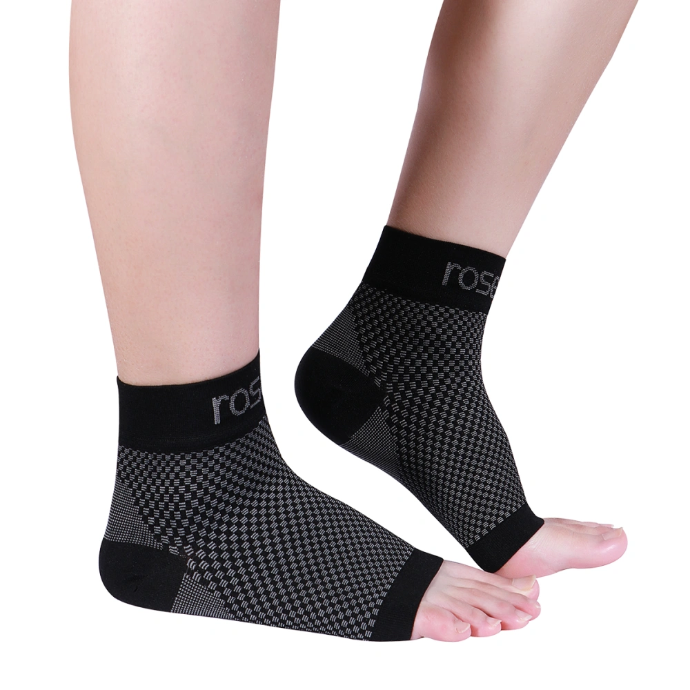 ROSENICE 1 Pair Compression Ankle Brace Support Sleeve Foot Socks with Arch Support Size M (Black)