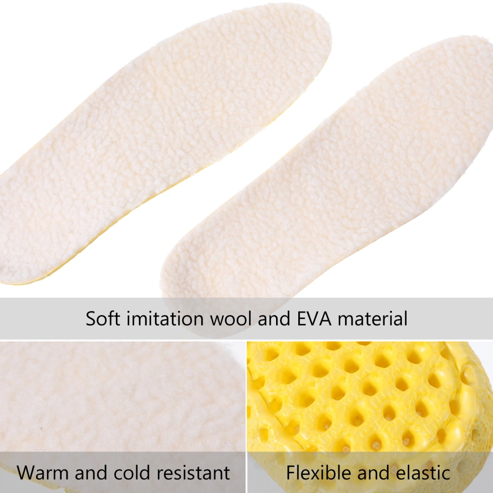 1 Pair Warm Wool Insoles Winter Shoe Cushion Comfortable Thickened Insoles