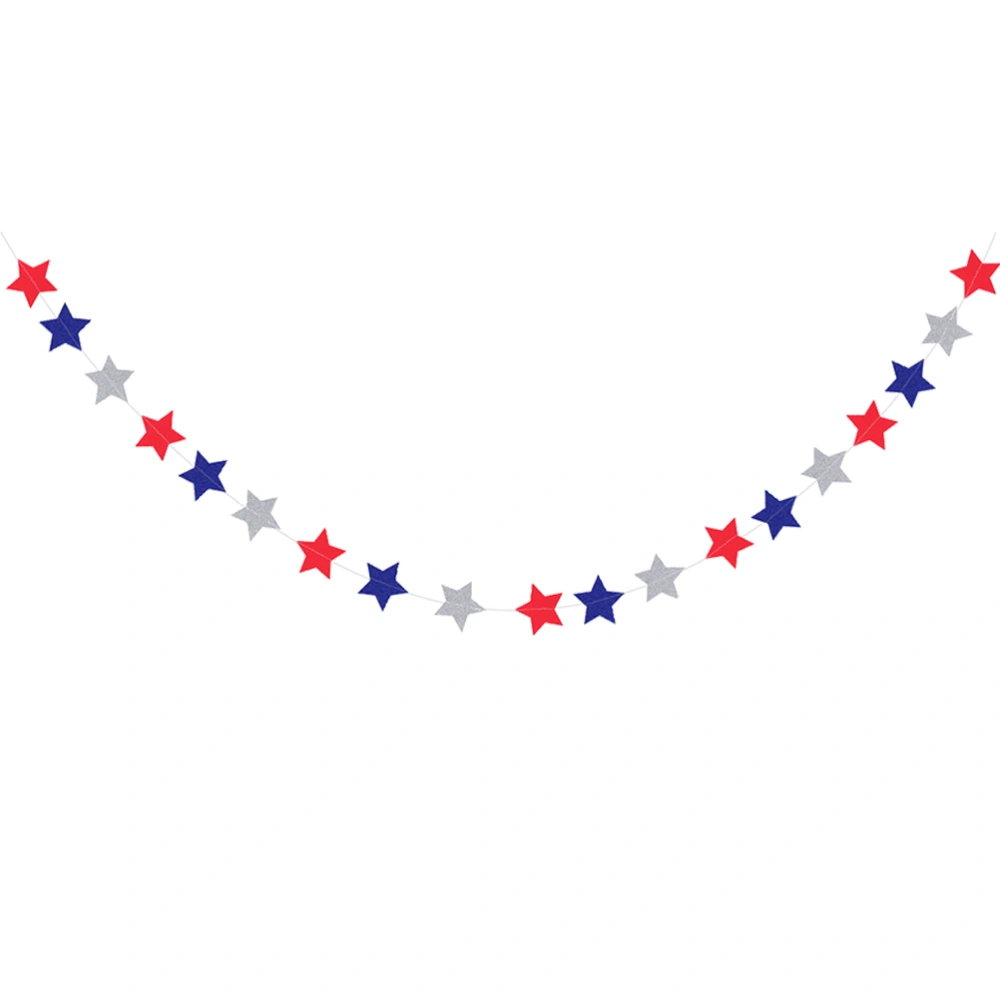 Paper Five-Pointed Star Banner Creative Beautiful Decor Banner for Independence Day Party Festival (Red Blue White, 4M)