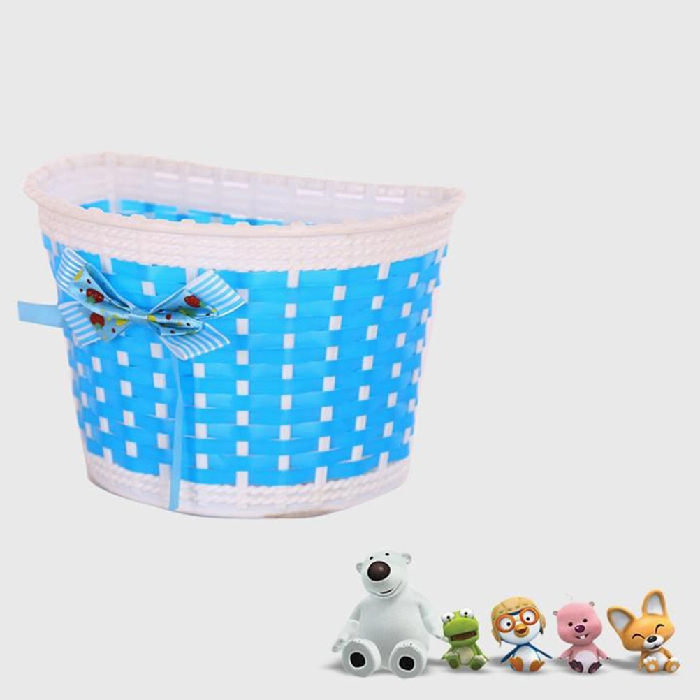 Lovely Bike Basket Outdoor Knitted Bowknot Front Basket For Children Girl - Size S(Blue)