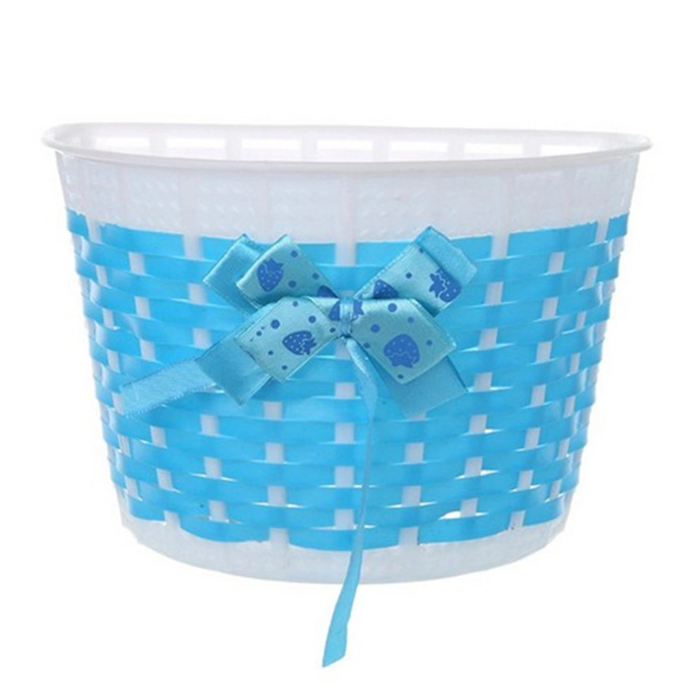Lovely Bike Basket Outdoor Knitted Bowknot Front Basket For Children Girl - Size S(Blue)