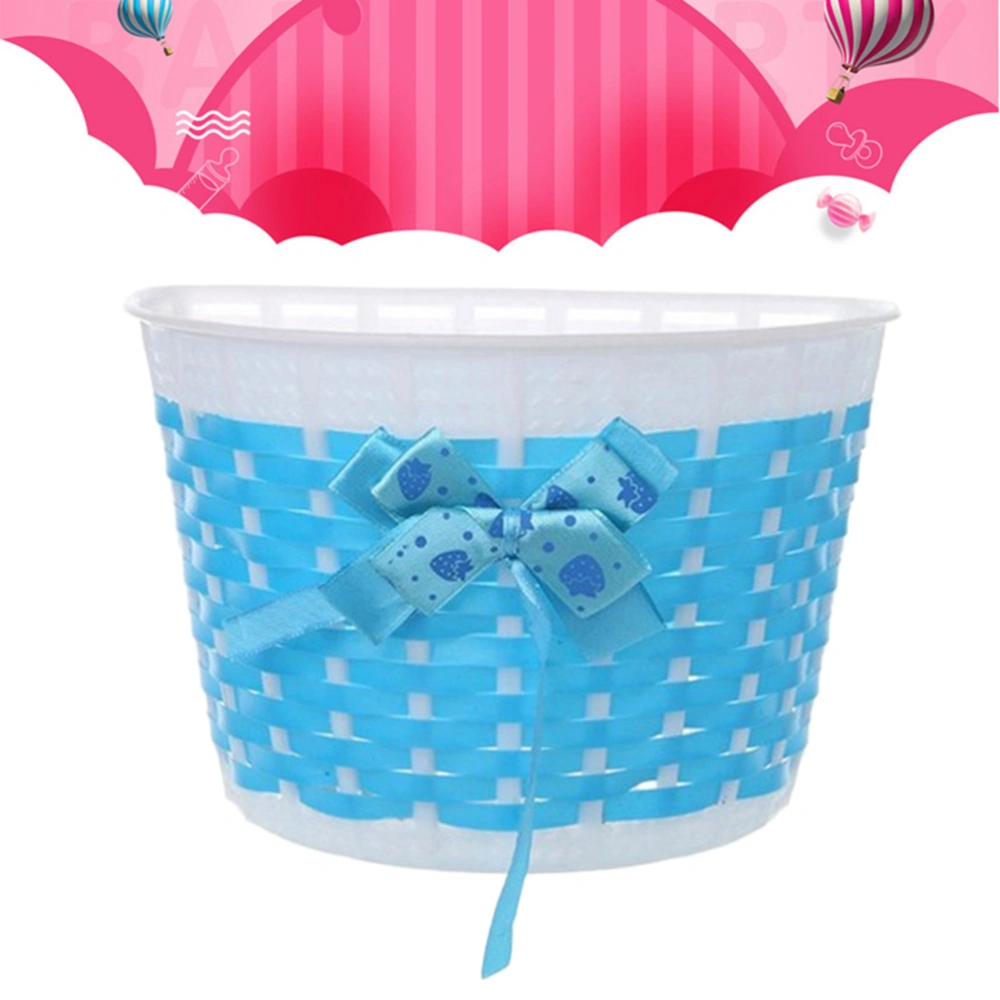 Lovely Bike Basket Outdoor Knitted Bowknot Front Basket For Children Girl - Size S(Blue)