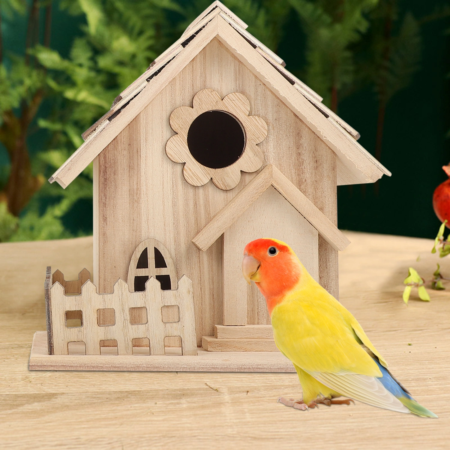 2Pcs Durable Wood Bird Houses Retro Bird Houses Lovely Outdoor Decorations