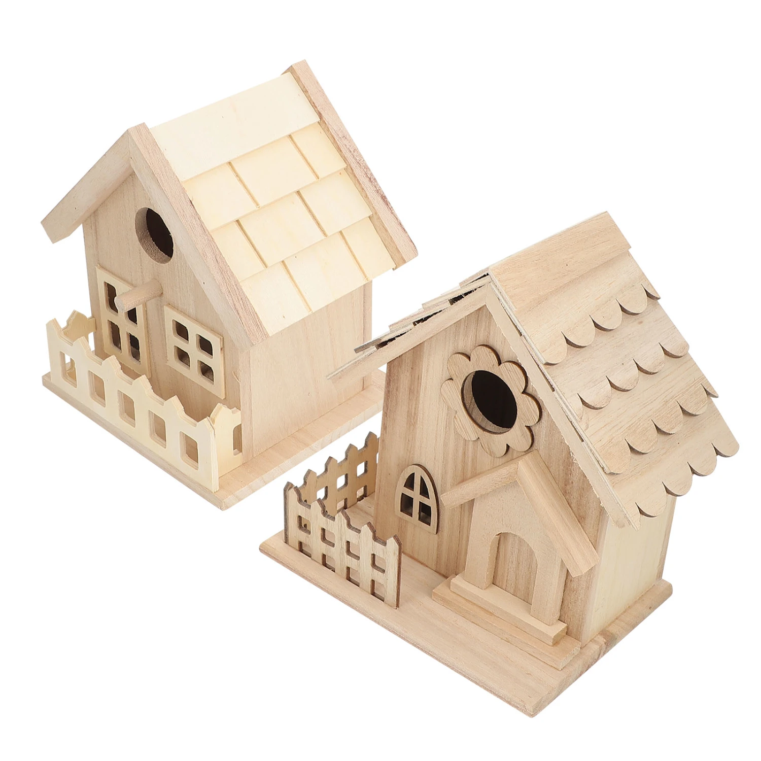 2Pcs Durable Wood Bird Houses Retro Bird Houses Lovely Outdoor Decorations