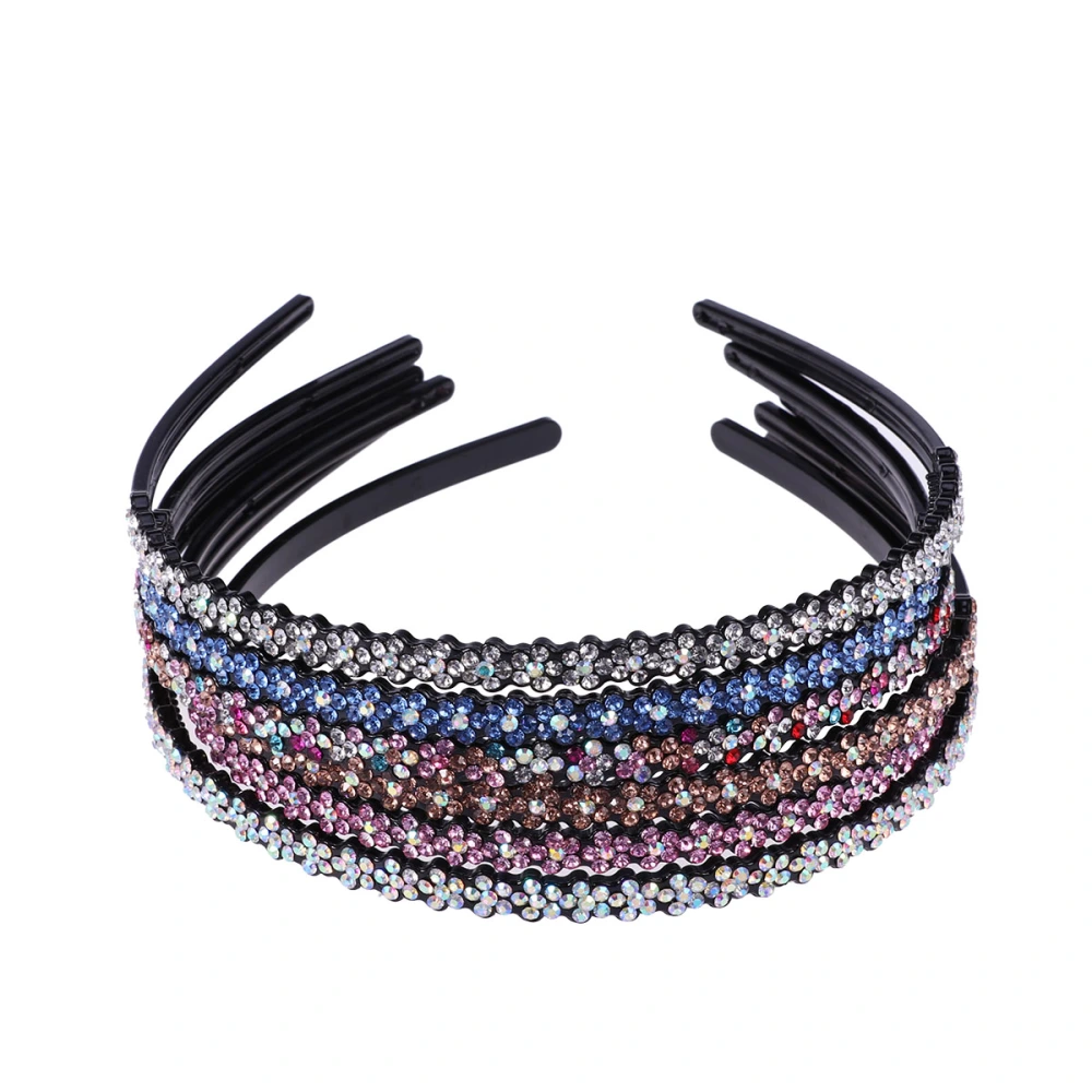 6pcs Rhinestone Headband Hair Headwear Non-slip Headband Fashion Hair Accessories for Women Girls(White+Pink+Blue+Colorful+Champagne+AB Color)