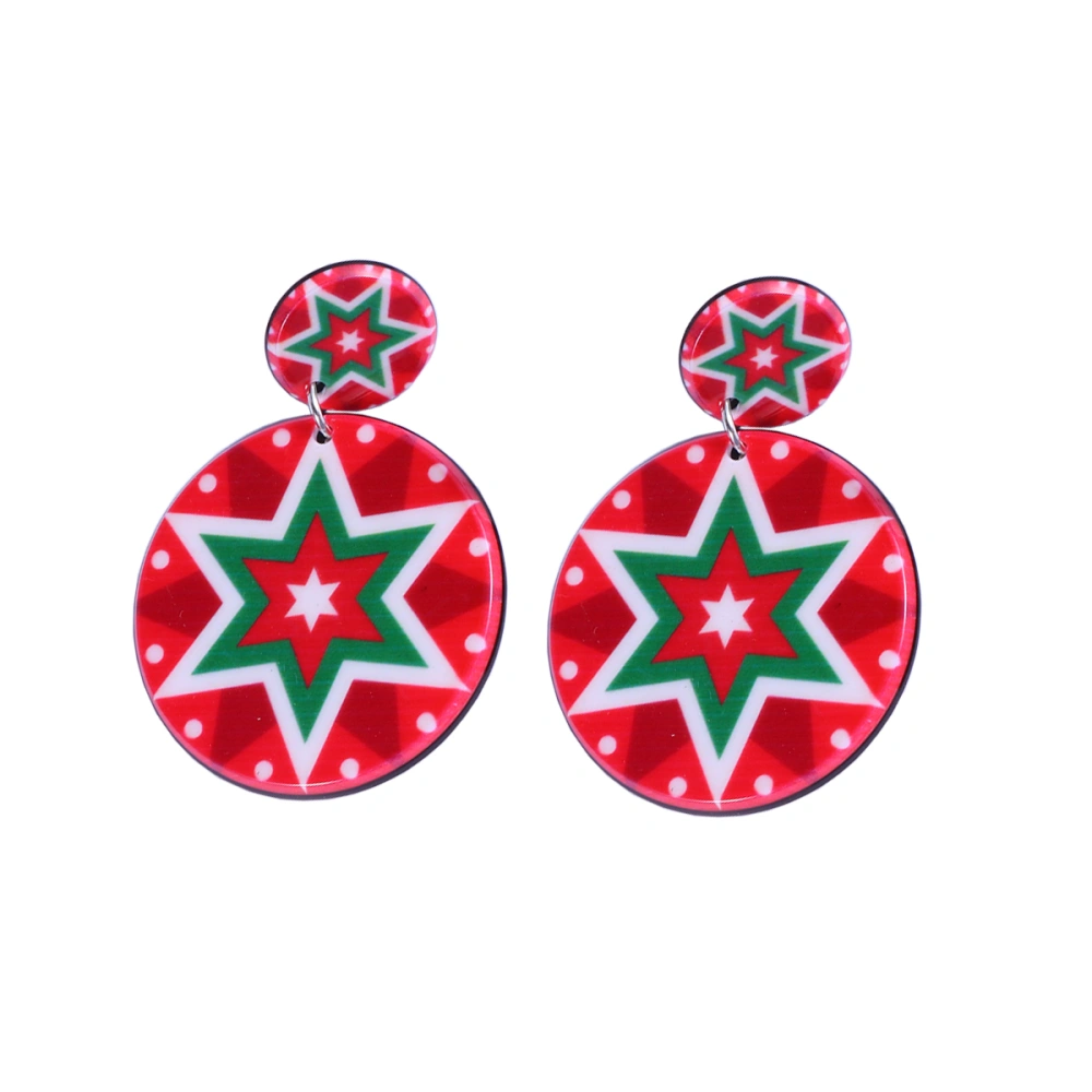 1 Pair Christmas Acrylic Snowman Stud Earrings Earrings Christmas Ear Stud Stylish Earrings (Pentagram)