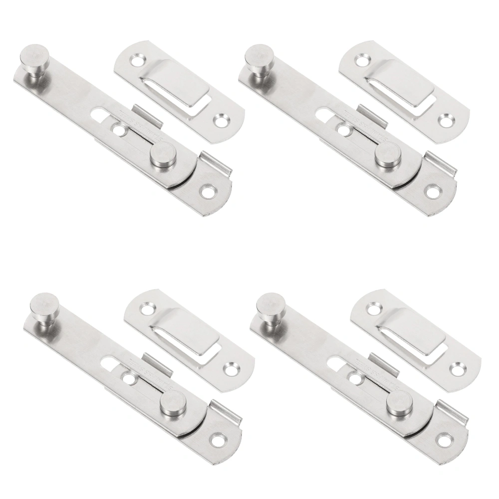 4Pcs Stainless Door Latch Household Safe Door Bolt Anti-theft Door Latch Silver