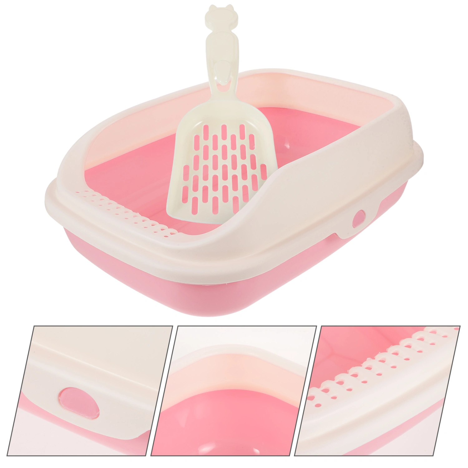 1 Set Cat Litter Box Semi-Enclosed Cat Kitten Litter Container with Scoop