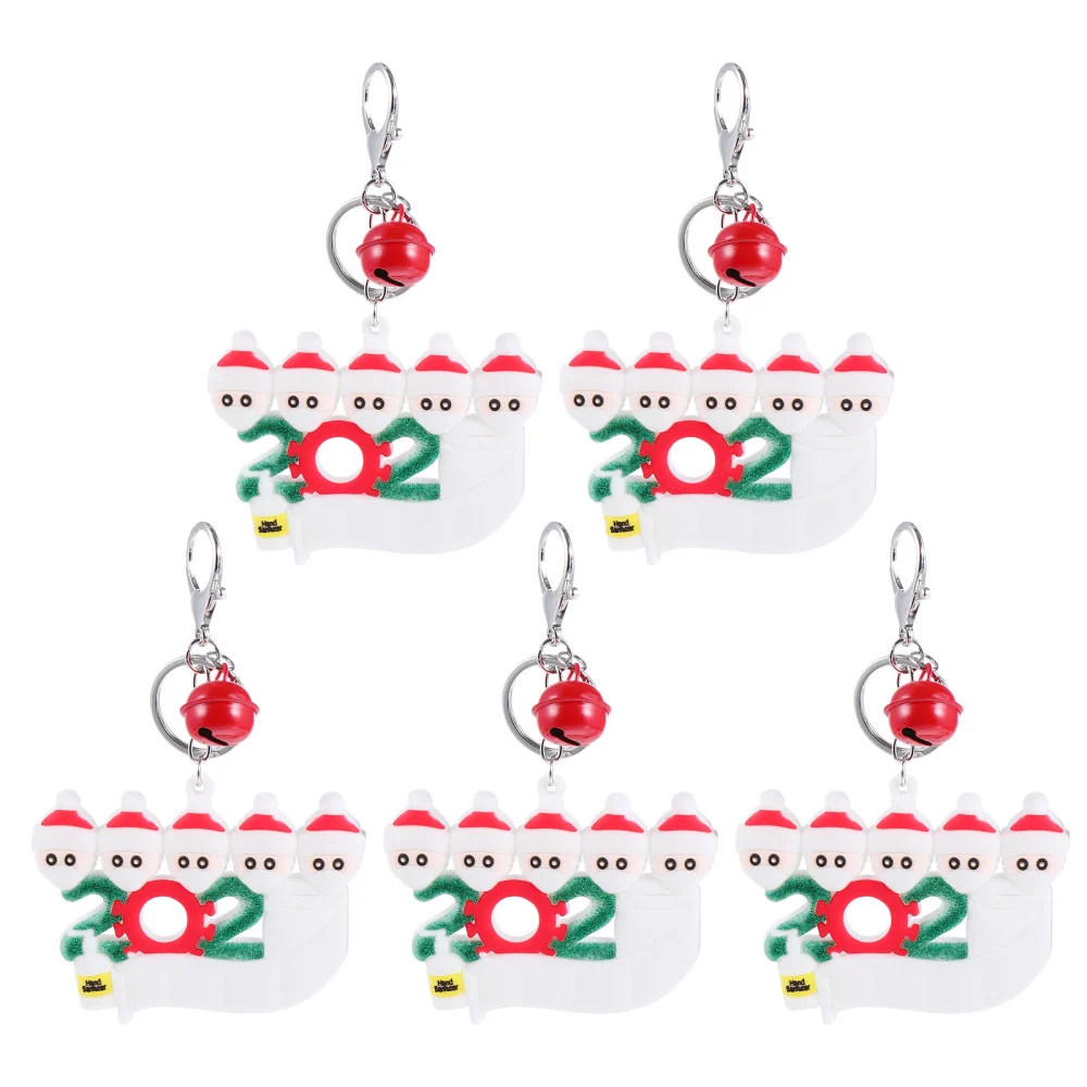 5Pcs Cartoon Christmas Themed Keychain Pendants Creative Hanging Keychains