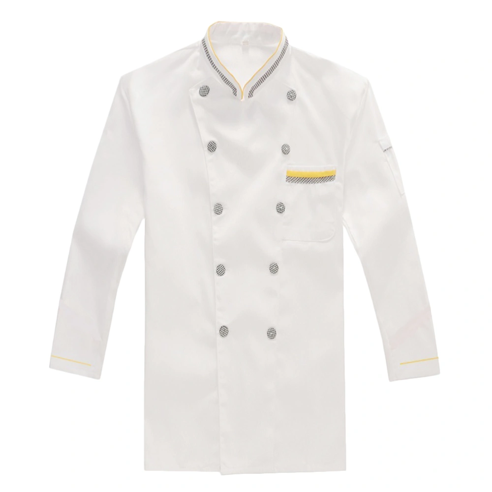 Long-sleeved Chef Uniform Basical Chef Tops Catering Shirt Simple Chef Clothes for Bakery Hotel Restaurant Shop (Size XXXL)