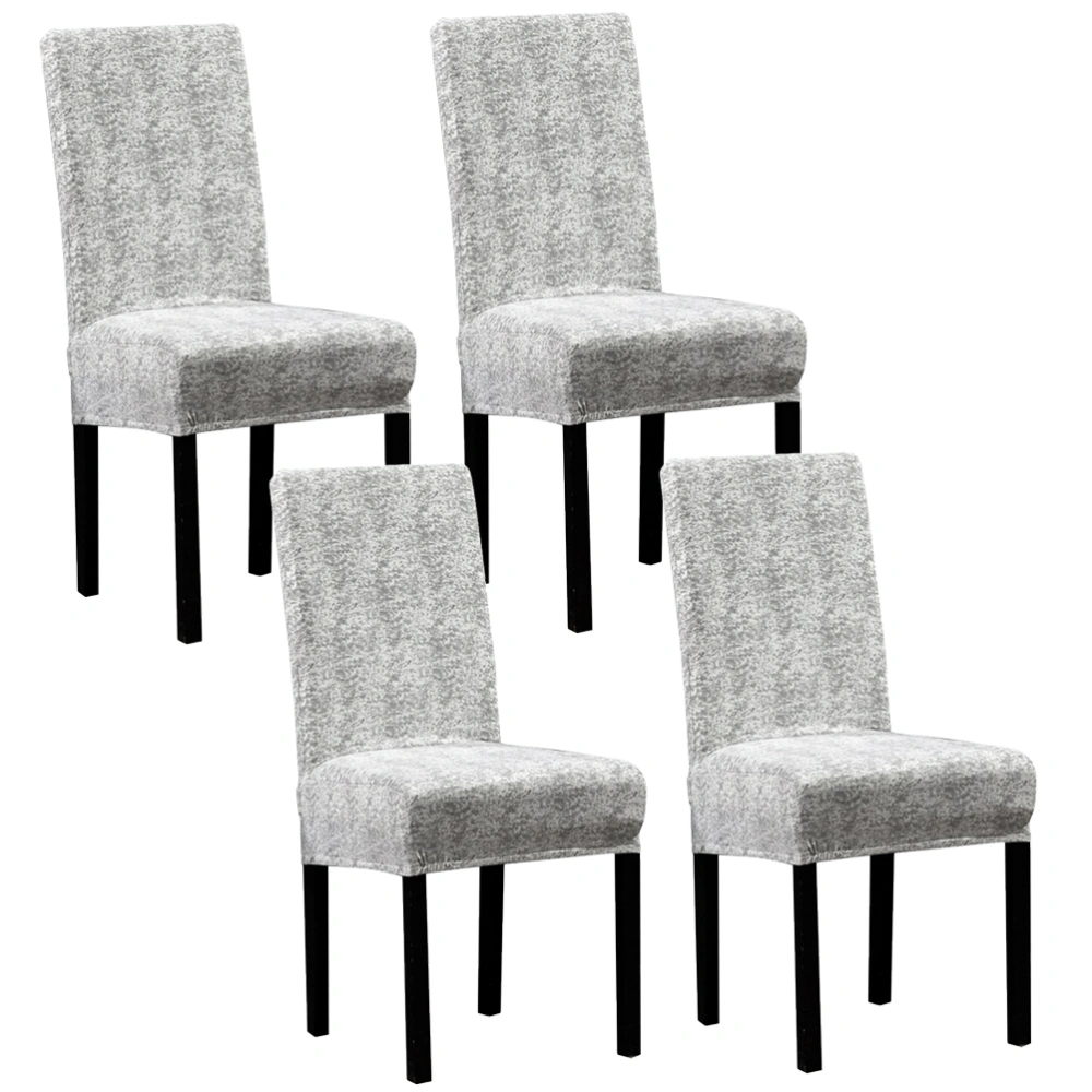 4pcs Elastic Chair Case Stretchy Seat Protective Case Full Cover Removable Chair Cover for Hotel Party Office (Grey)