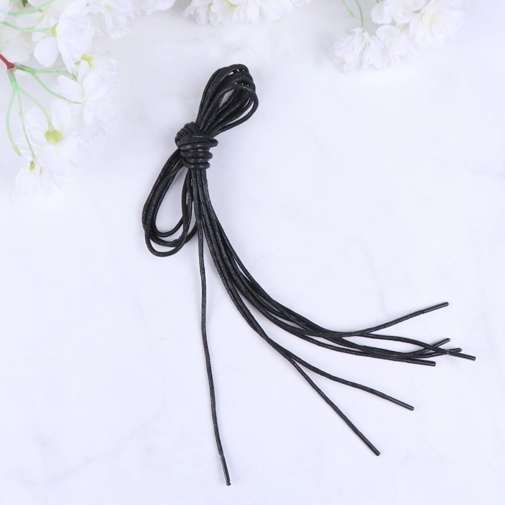 10 Pairs Round Waxed Shoe Laces Thin Shoelace Shoes Accessories for Dress Shoes Chukka (Black)