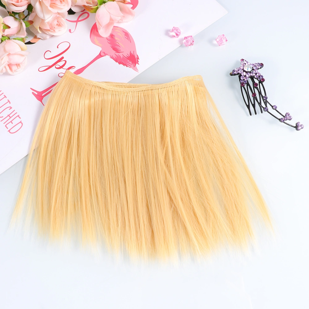 5 Pcs 15cm Heat Resistant Straight Hair Wig Handcraft DIY Doll Wigs Weft Hair Extensions (Wheat)