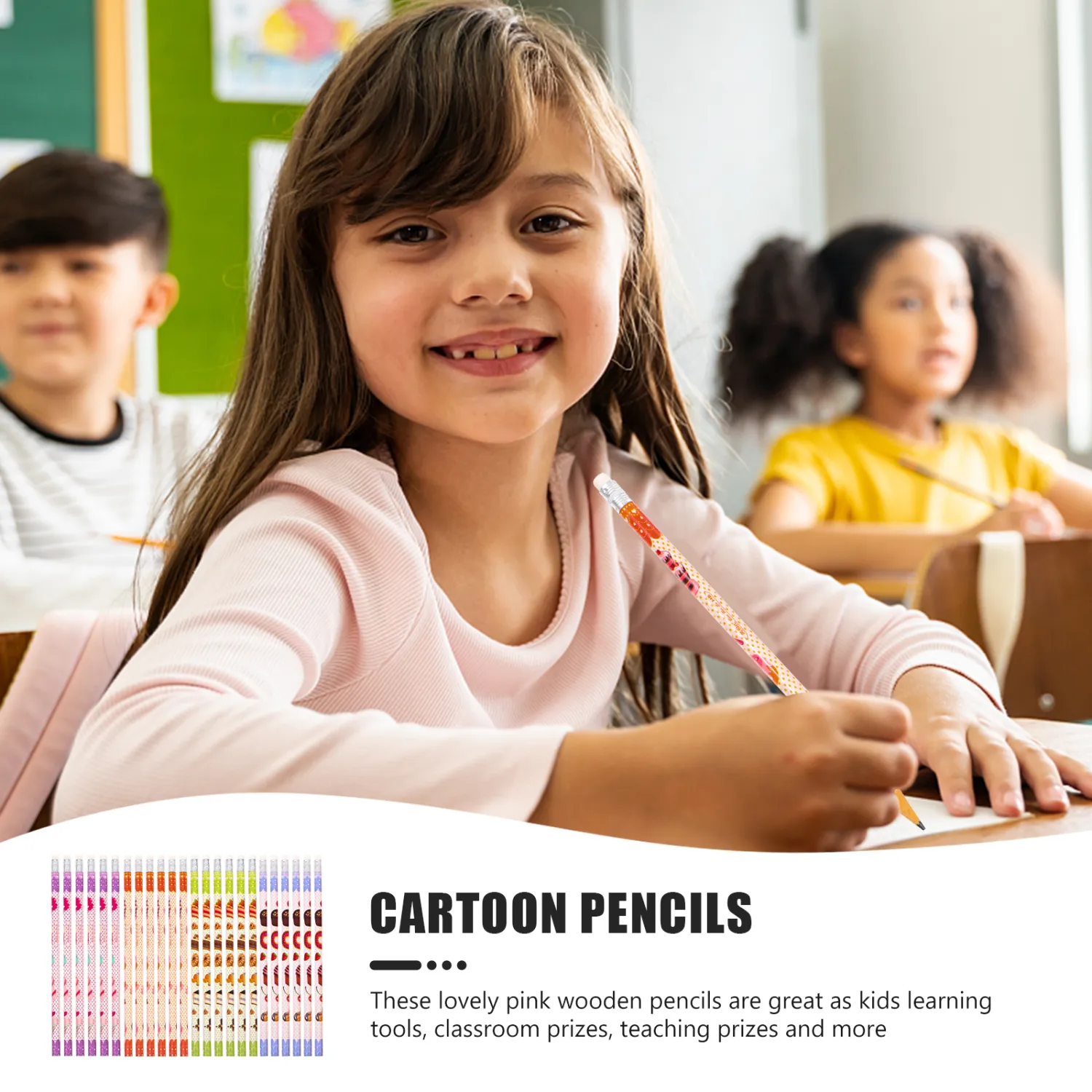 24Pcs Preschool Incentives Pencils Cartoon Students Pencils Line Drawing Pencils