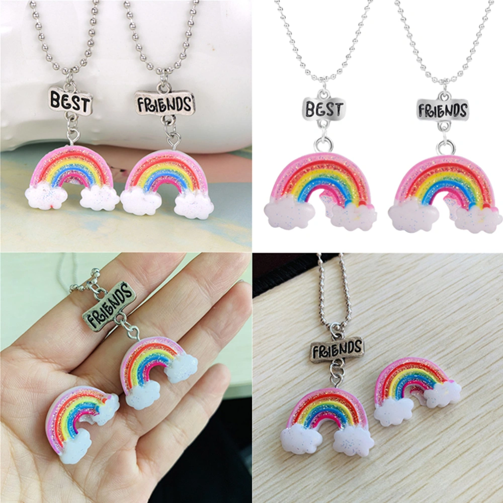 2pcs Adorable Rainbow Shaped Necklace Creative Pendant Charm Necklace Jewelry for Kids Children (BEST FRIENS)