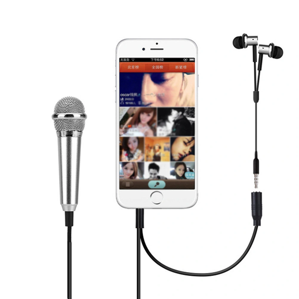 2pcs Mobile K Song Microphone National K Singing Bar Microphone Song Artifact Cell Phone Microphone Mini Microphone (Silver, Random Type)