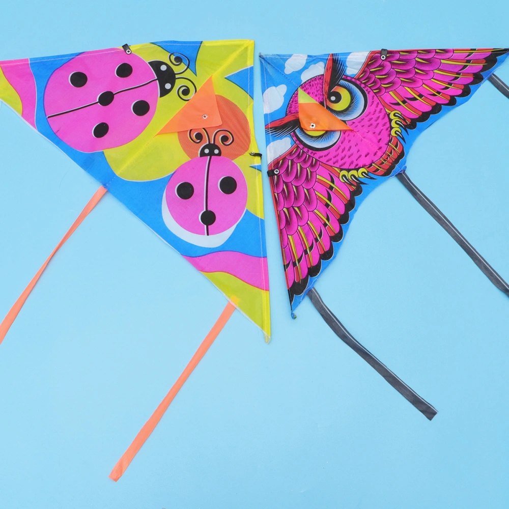 6 Pcs Windproof Silk Kite Children's Outdoor Toys Cartoon Funny Triangle Kite for Park Garden Games Supplies (Random Style)