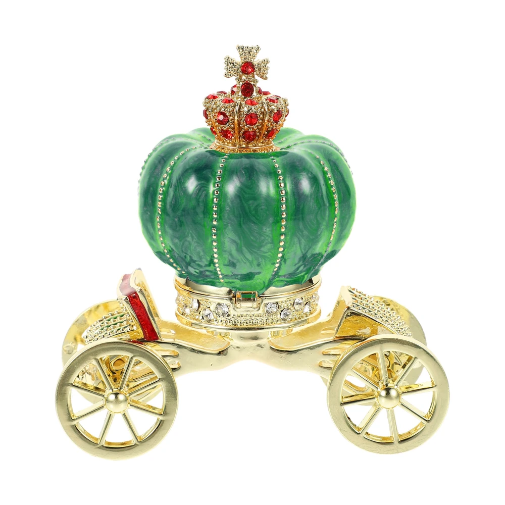 Pumpkin Carriage Jewelry Box Alloy Enameled Trinket Container Jewelry Box