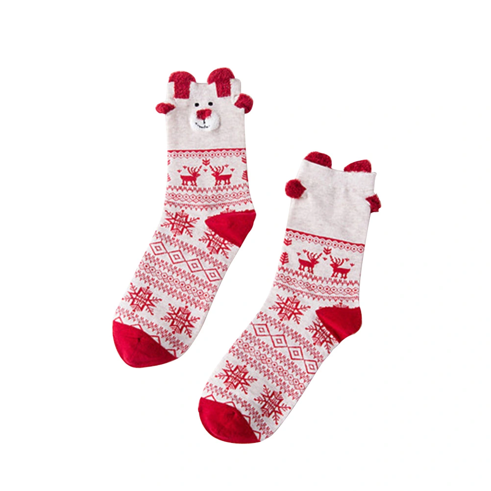 Pair of Christmas Socks Fuzzy Holiday Themed Socks Colored Socks for Girls(Pattern 2)