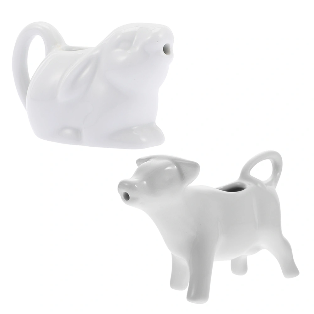 2Pcs Ceramic Milk Kettle Animal-shape Milk Cup Multi-functional Milk Cup